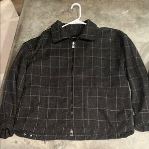 Black Checkered Zip-Up Jacket
